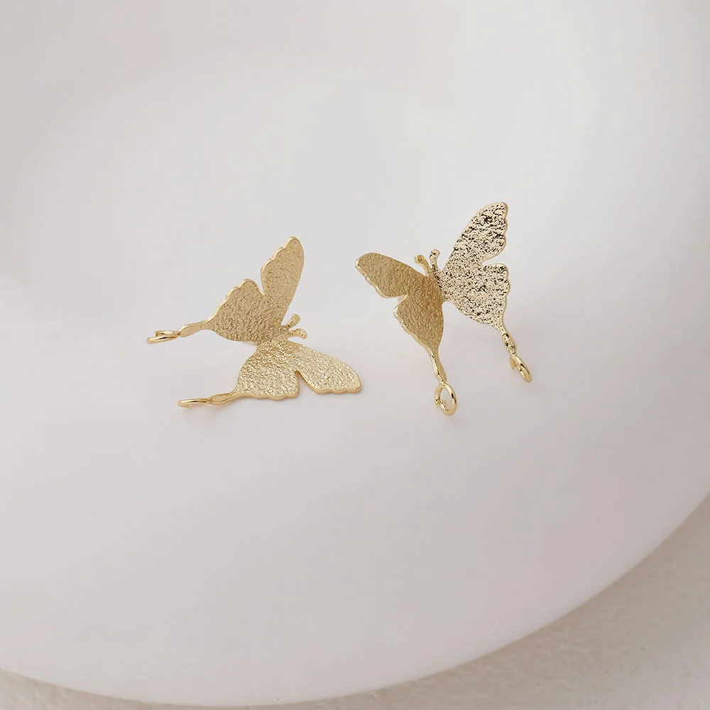 4 قطعة فراشة داينتي الأذن ترصيع صنع المجوهرات مكونات الأقراط DIY بها بنفسك النحاس 14 كيلو مطلية بالذهب اكسسوارات 17*16 مللي متر #3