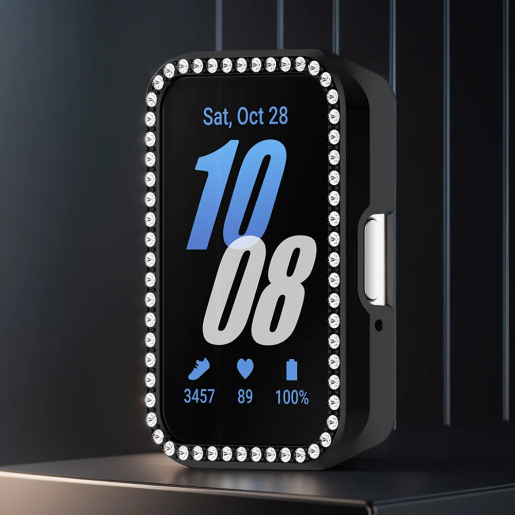 PC ダイヤモンド象嵌ケース スクリーンプロテクターケース 傷防止スマートウォッチ保護シェル Samsung Galaxy Fit 3 SM-R390用