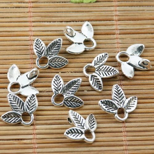 30pcs 13mm Tibetan Silver Color Leaf Charm Link Connector EF2256 Beads for Jewelry Making