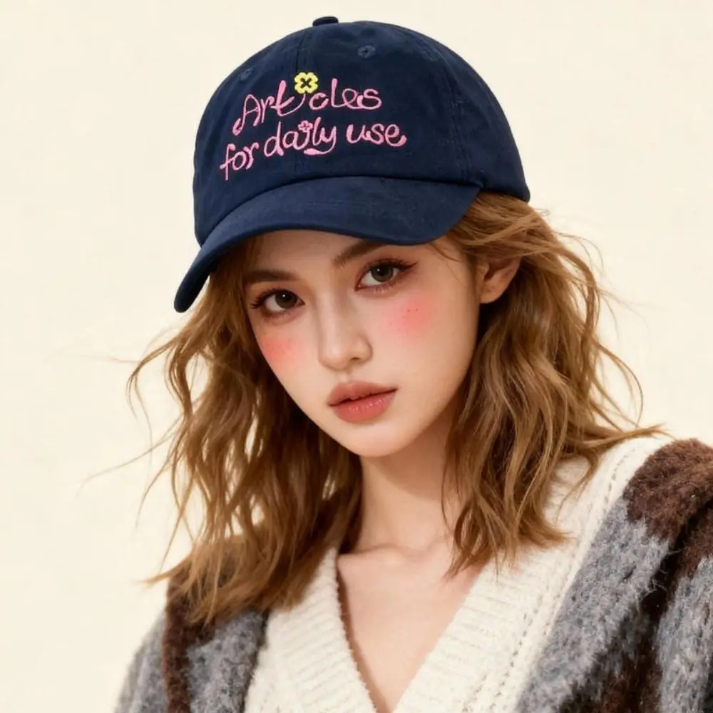 Casual Embroidery Design Baseball Cap Soft Top Adjustable Distressed Denim Hat Vintage Baseball Cap Concert Wear