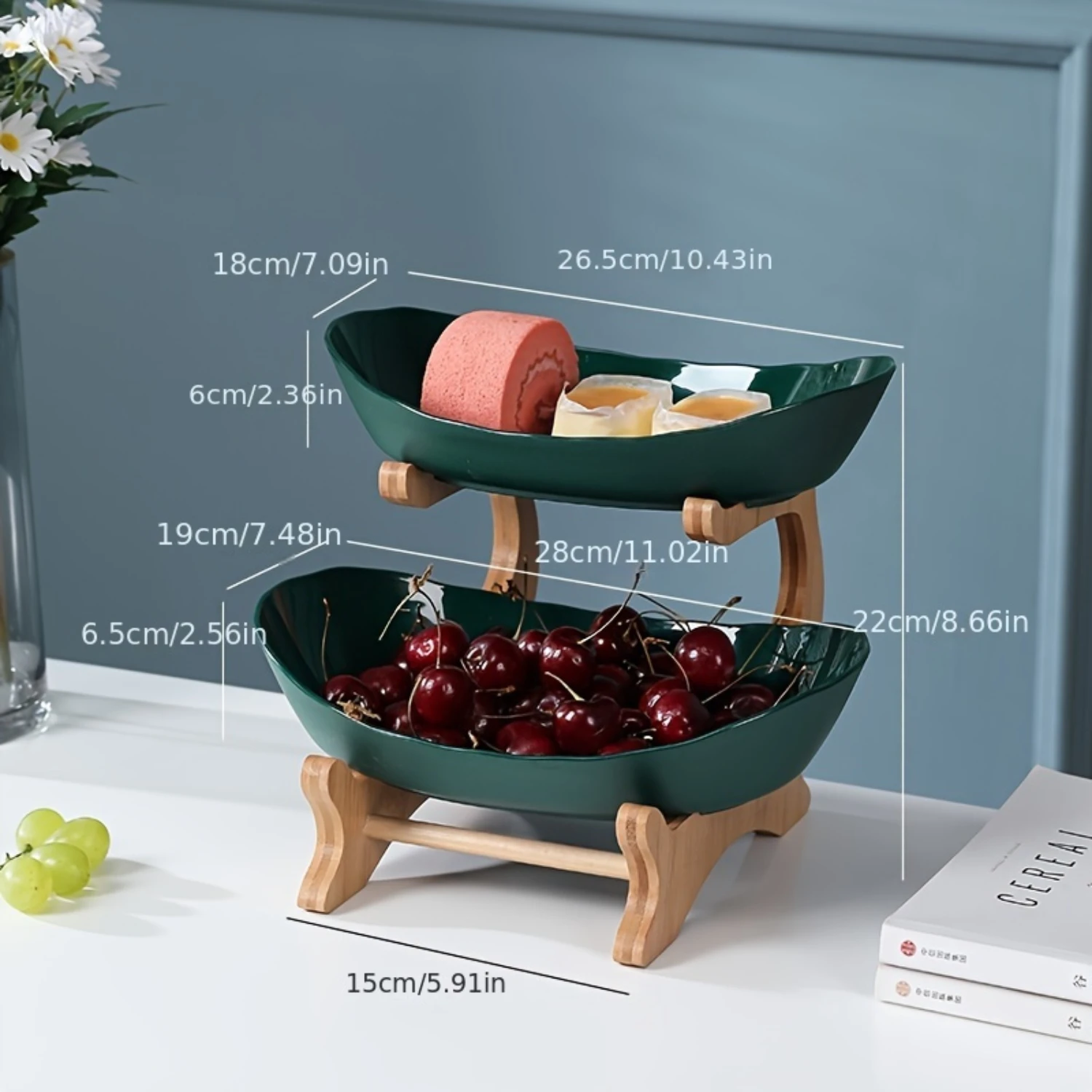 European-Style Multi-Tiered Fruit & Snack Stand - Modern Bamboo Display Rack For Living Room, Kitchen Decor