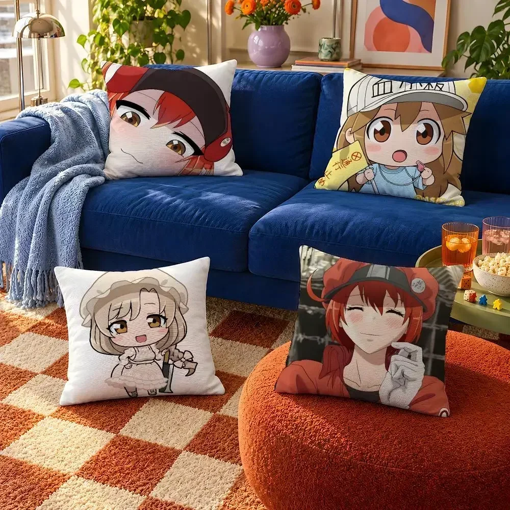 Anime Cells at Work! Platelets U-1146 Cushion Cover Throw Pillow Soft Short Plush Cozy Colorfast For Sofa Bedroom Home Decor