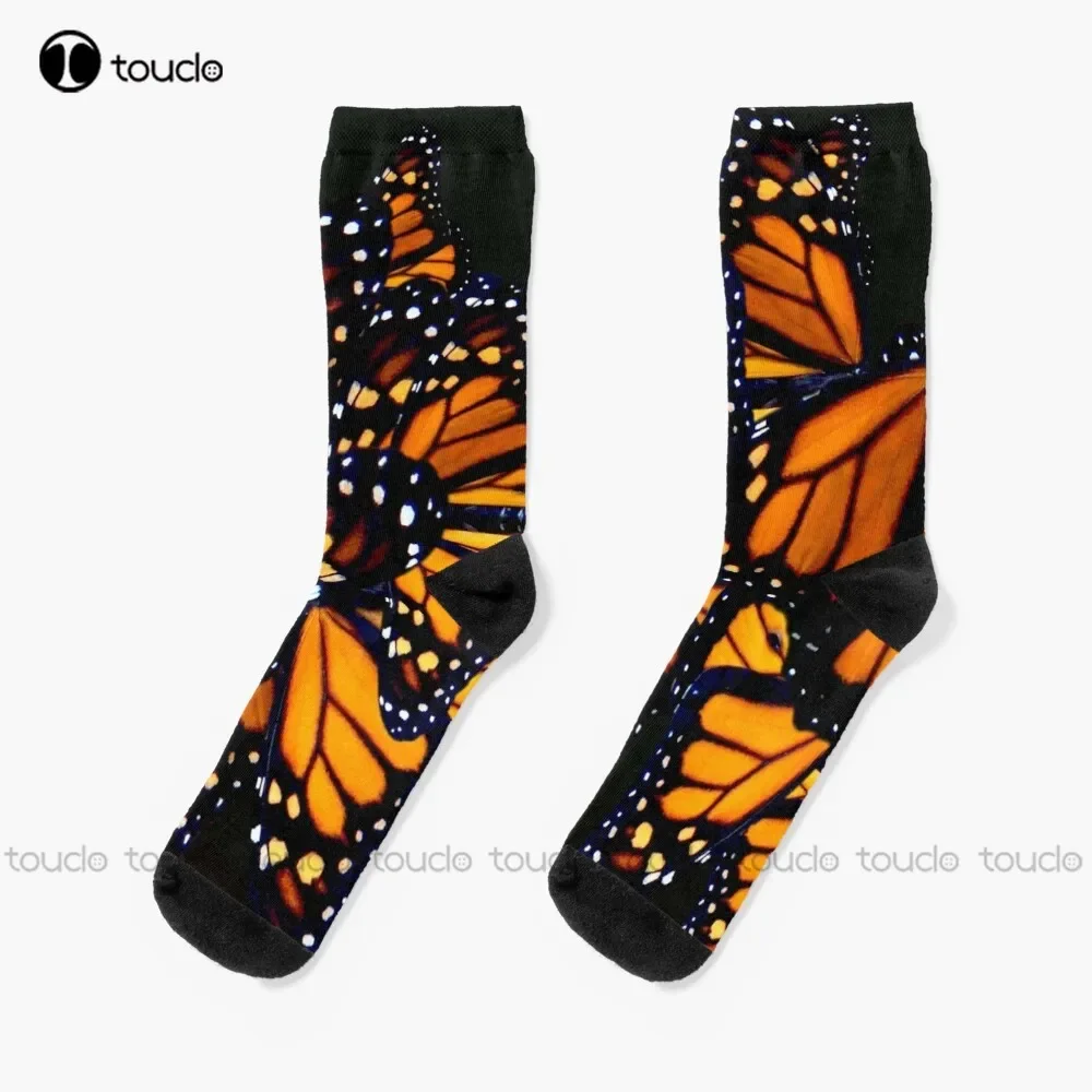 

Monarch Butterfly Wing Pattern Socks Cool Socks For Men Personalized Custom Unisex Adult Teen Youth Socks 360° Digital Print