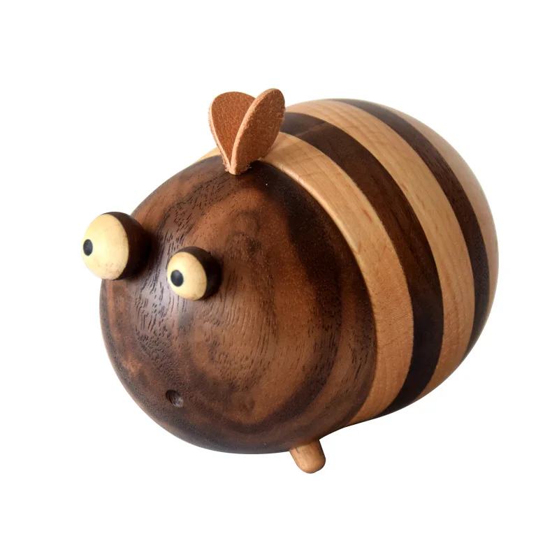 Cartoon Bee Shape Toothpick Box Moisture-proof Toothpick Holder Wooden Toothpick Dispenser Home Dining Room Decoration