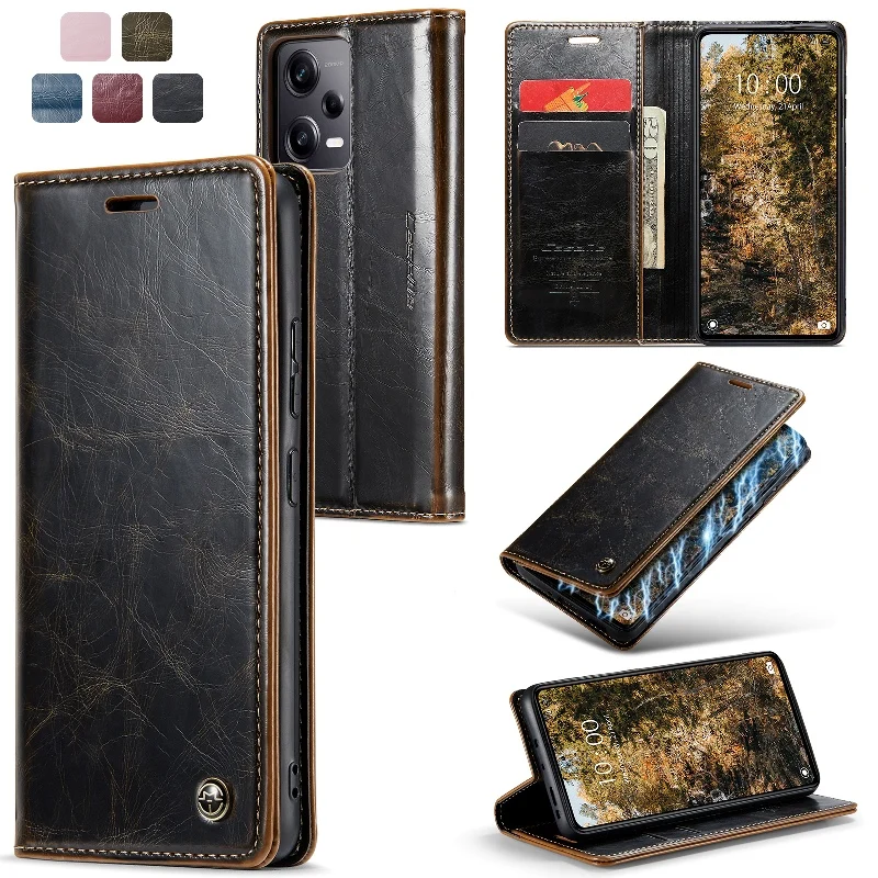 

Luxury Slim Flip Wallet Case Card Phone Cover For Xiaomi Redmi Note 12 Pro Plus 5G Buckle Magnetic Holder Phone Case