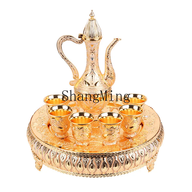 

PYH luxury high-end wine set, six cups, one pot, one plate, simple hotel restaurant gift creative goblet