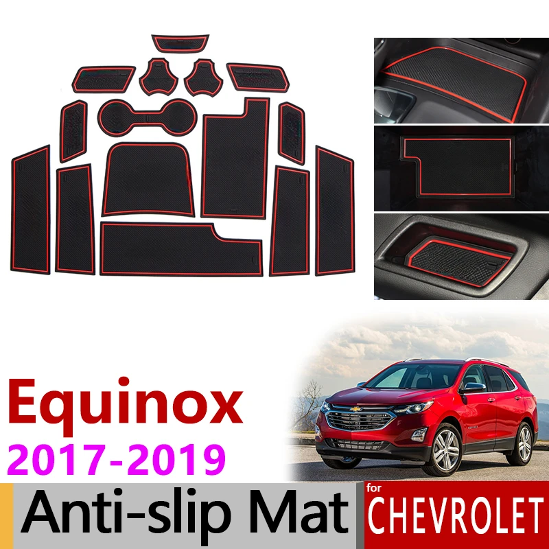 Anti-Slip Rubber Gate Slot Cup Mat for Chevrolet Equinox 3 2017 2018 2019 MK3 3rd Gen Holden Accessories Stickers Car Styling