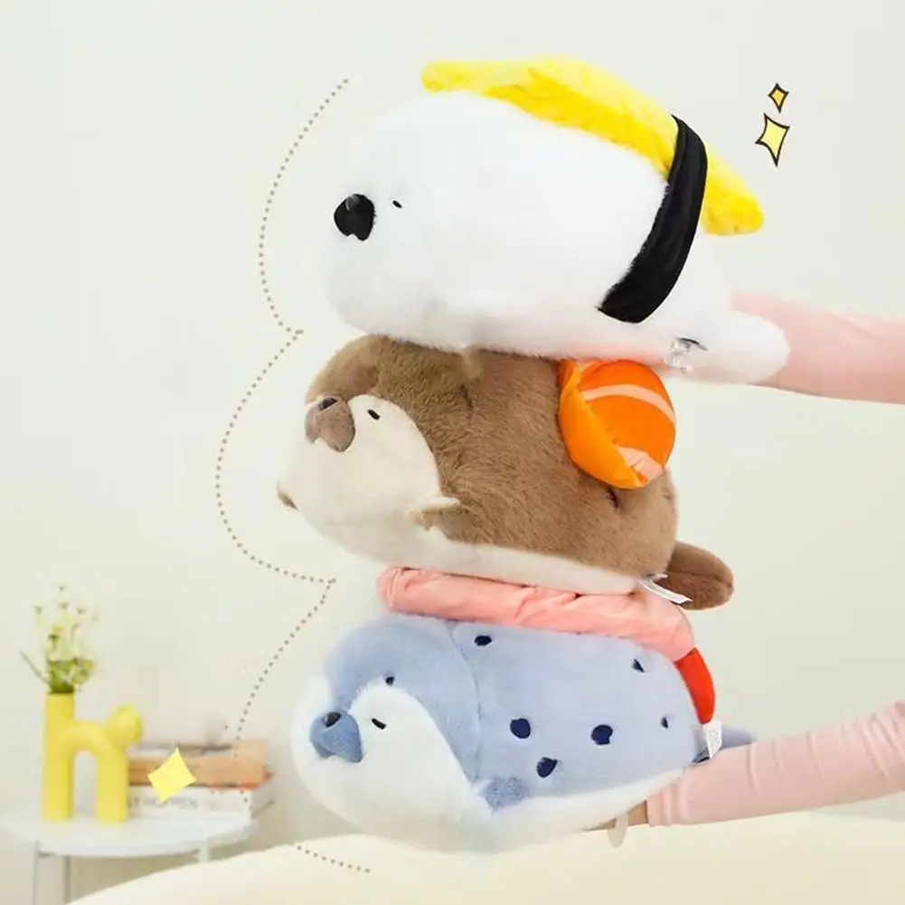 Süßes Sushi-Siegel-Plüschtier, lebensechtes gefülltes Marine-See-Siegel-Plüschpuppenkissen, weiches Stofftier, Geburtstagsgeschenk für Kinder