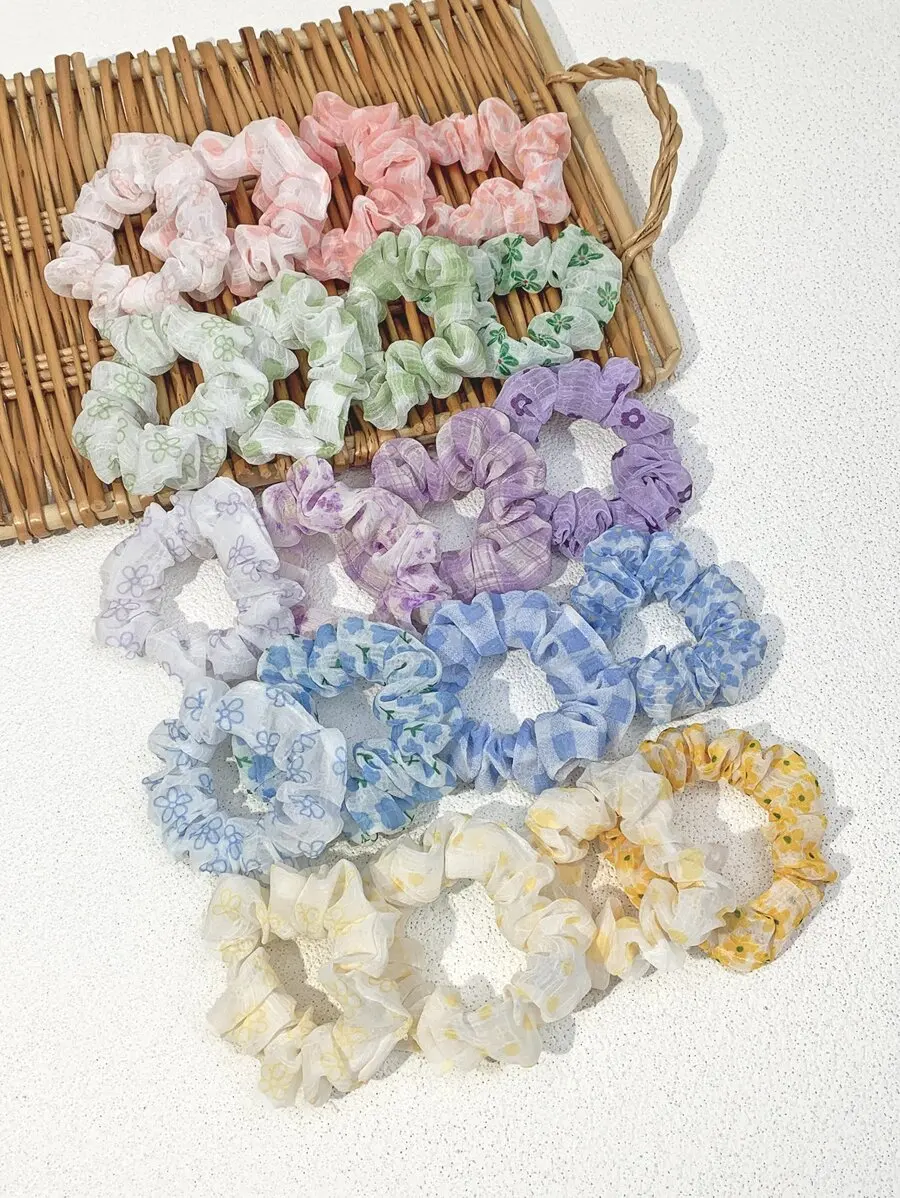 20 Piece Colorful Chiffon Summer Scrunchies Set