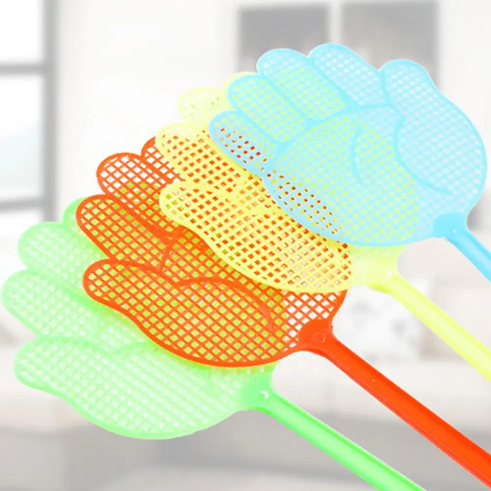 4 pezzi scacciamosche a forma di palma efficiente scacciamosche flessibile Bug Zapper PP palmare manico lungo trappola scacciamosche forniture per la casa