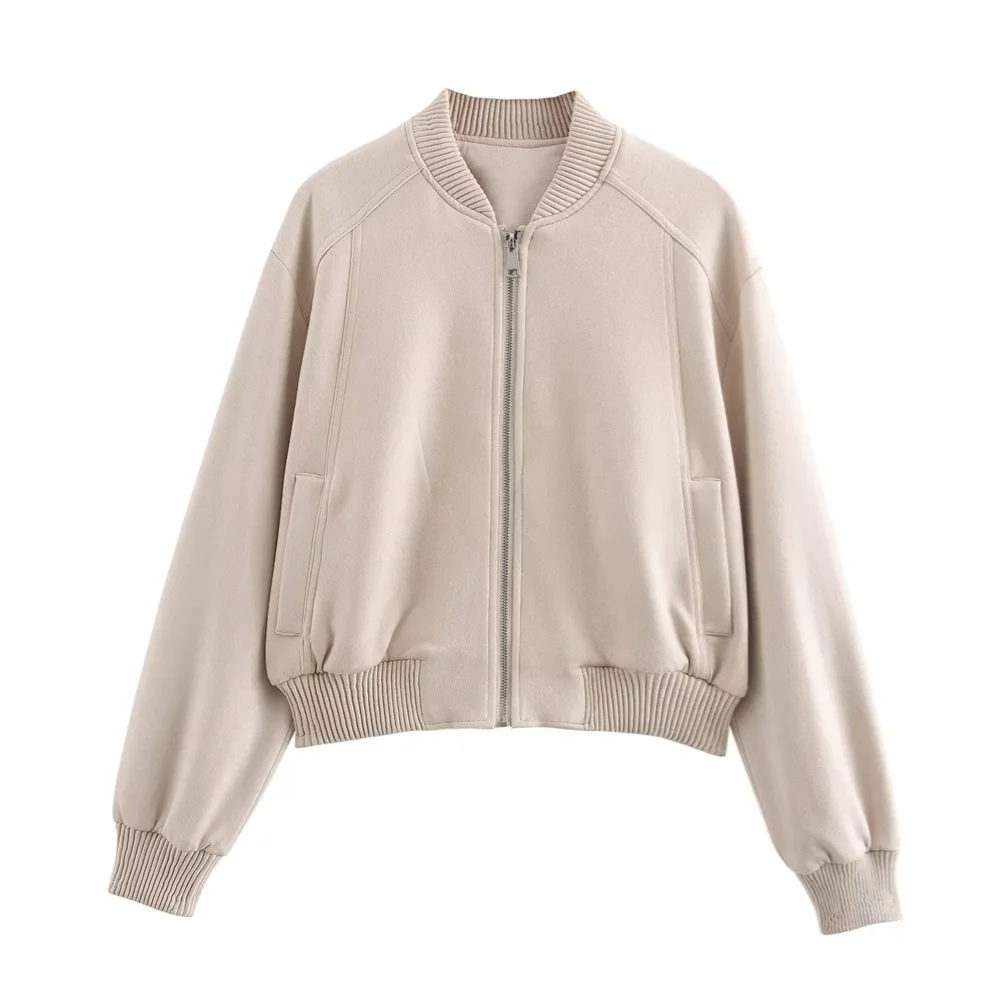 

PB&ZA2024 Autumn New Women's Fashion Style Casual Versatile Suede Texture Effect Pilot Jacket Coat