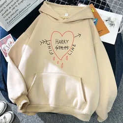 Happy Fine Line Print Harry Styles Treat People Kindness Fashionable Hooded Women's Sweatshirt Thick Style Other Collar Hooded