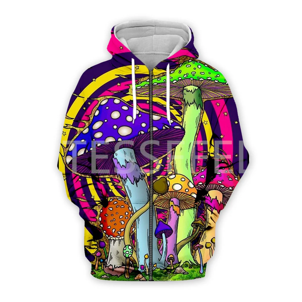 Mushroom Plant Fungus Psychedelic Trippy Tattoo Retro Streetwear Vintage 3DPrint Pullover Harajuku Jacket Casual Funny Hoodies W