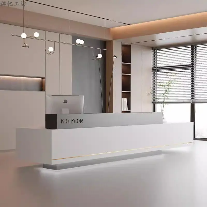

Business Welcome Reception Desks Office Commericial Service Counter Reception Desks Modern Elegant Bureau Industrial Furniture