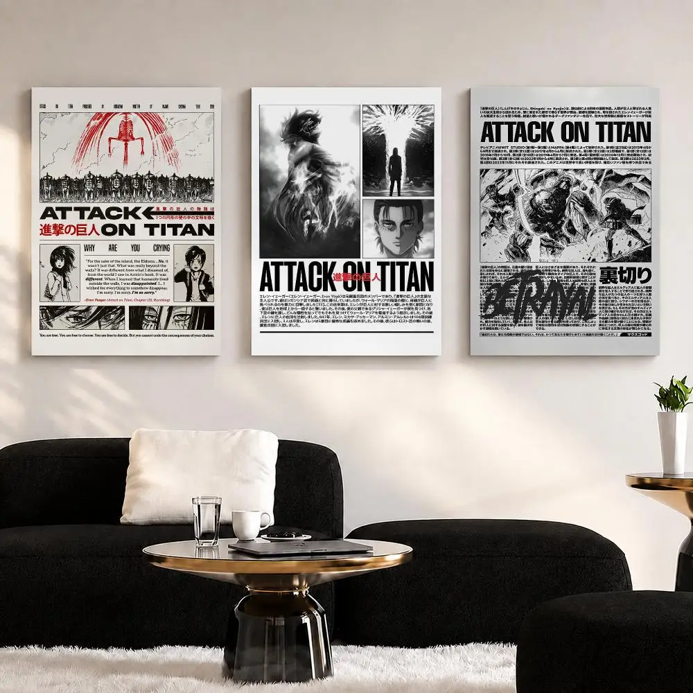Anime A-Attack on Comics T-Titan Framed Wall Painting Ready to Hang Canvas Wall Art Poster for Bedroom Living Room Home Decor
