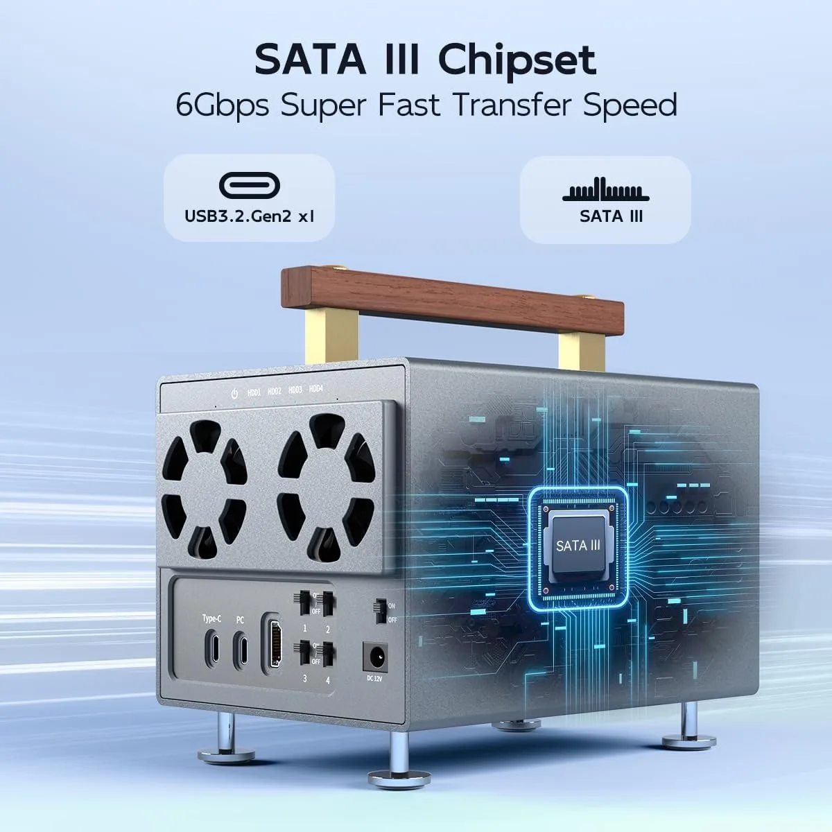 Docking station per disco rigido MAIWO a 4 alloggiamenti SATA a Type-C Docking HDD esterno da 10 Gbps per supporto stazione HDD/SSD da 3,5 pollici HDD da 88 TB