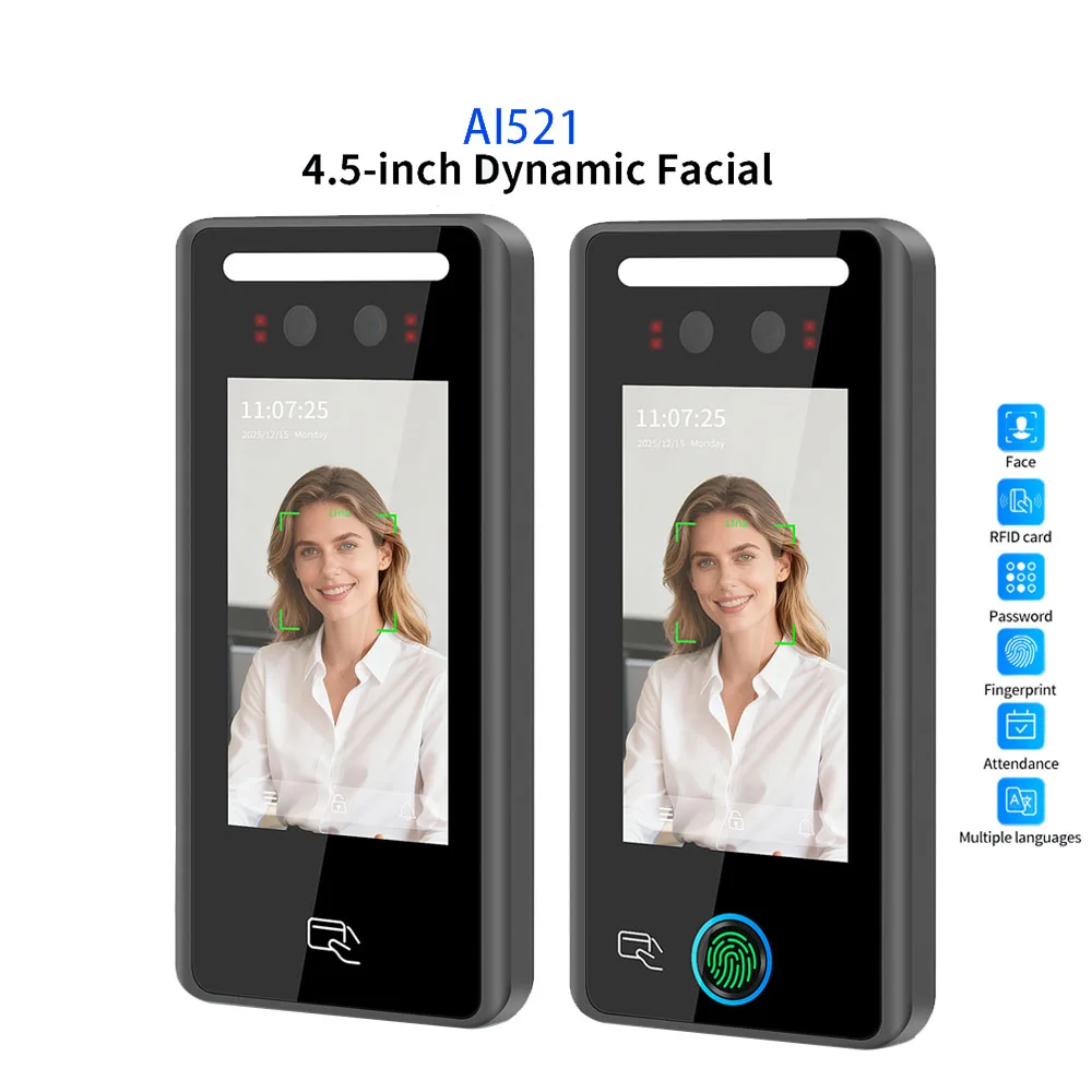 4.5 inch Dynamic Face Recognition Attendance System Terminal Time Attendance Door Access Control System 125khz RFID Card AI521