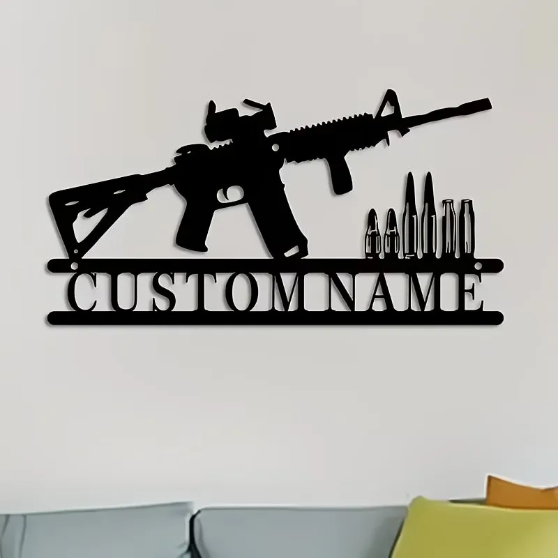 Custom Rifle Wall Art Plaque Personalized Name Art Deco Cutout Home Office Porch Garden Decor Housewarming Gift Accent Piece