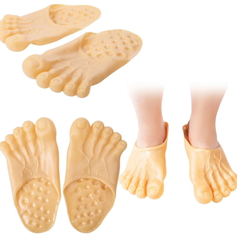 زوج واحد من شباشب الهالوين الممتعة حافي القدمين - أغطية أحذية قدم كبيرة واقعية - لإكسسوارات لعب الأدوار العائلية