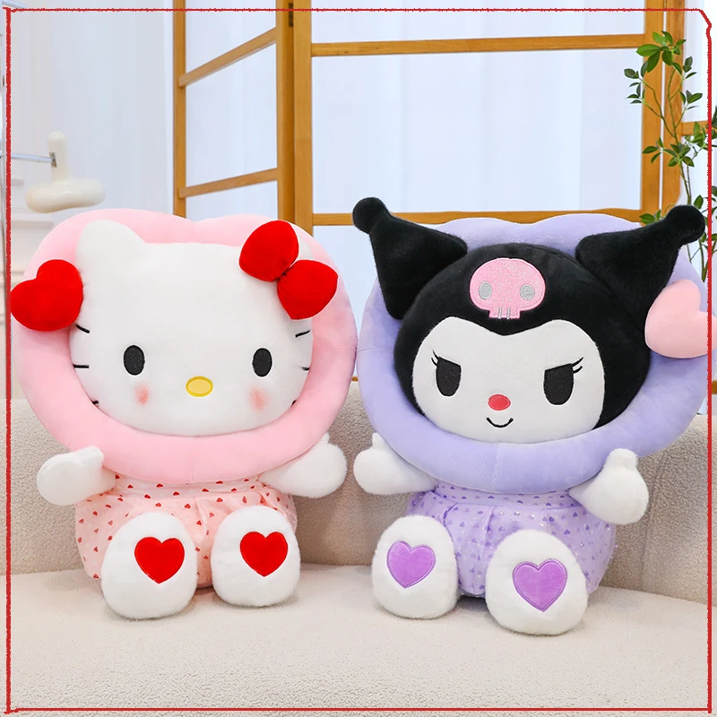 Sanrio Hello Kitty Kuromi Stuffed Toys, Peach Heart Series Plushie, Almofada Macia, Bonecas De Pelúcia, Aniversário, Presente Dos Namorados, 40cm