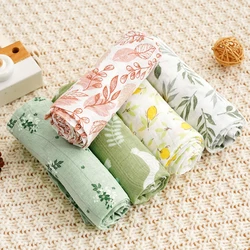 Elinfant 5pcs Gift Set Bamboo Cotton Muslin Bib Burp Cloth 100% Cotton 60*60cm 2 Layers Baby Scarf Handkerchief