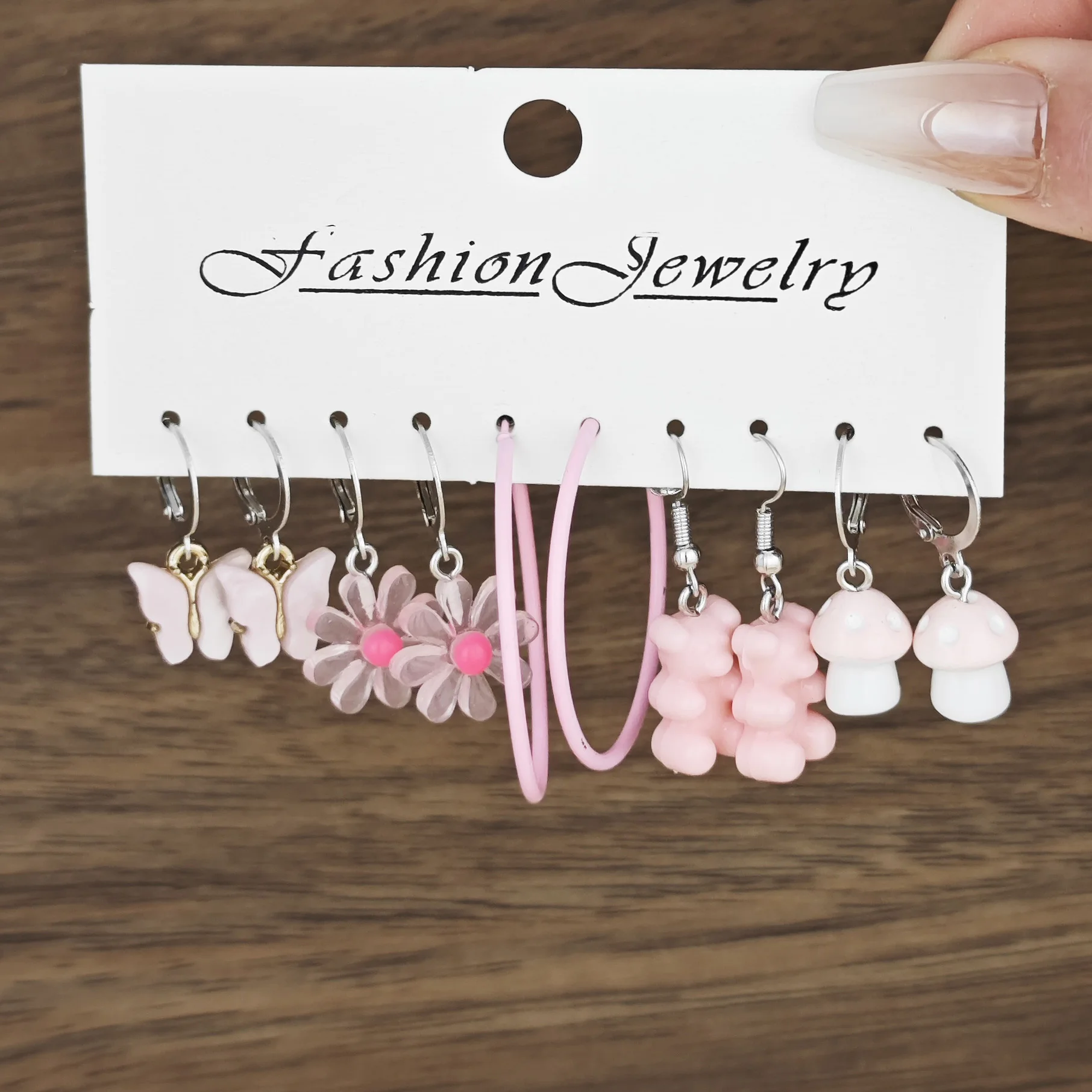 European and American fashion 5 pairs of panda earrings set duck cherry milk tea earrings cross-border Amazon earrings wholesale