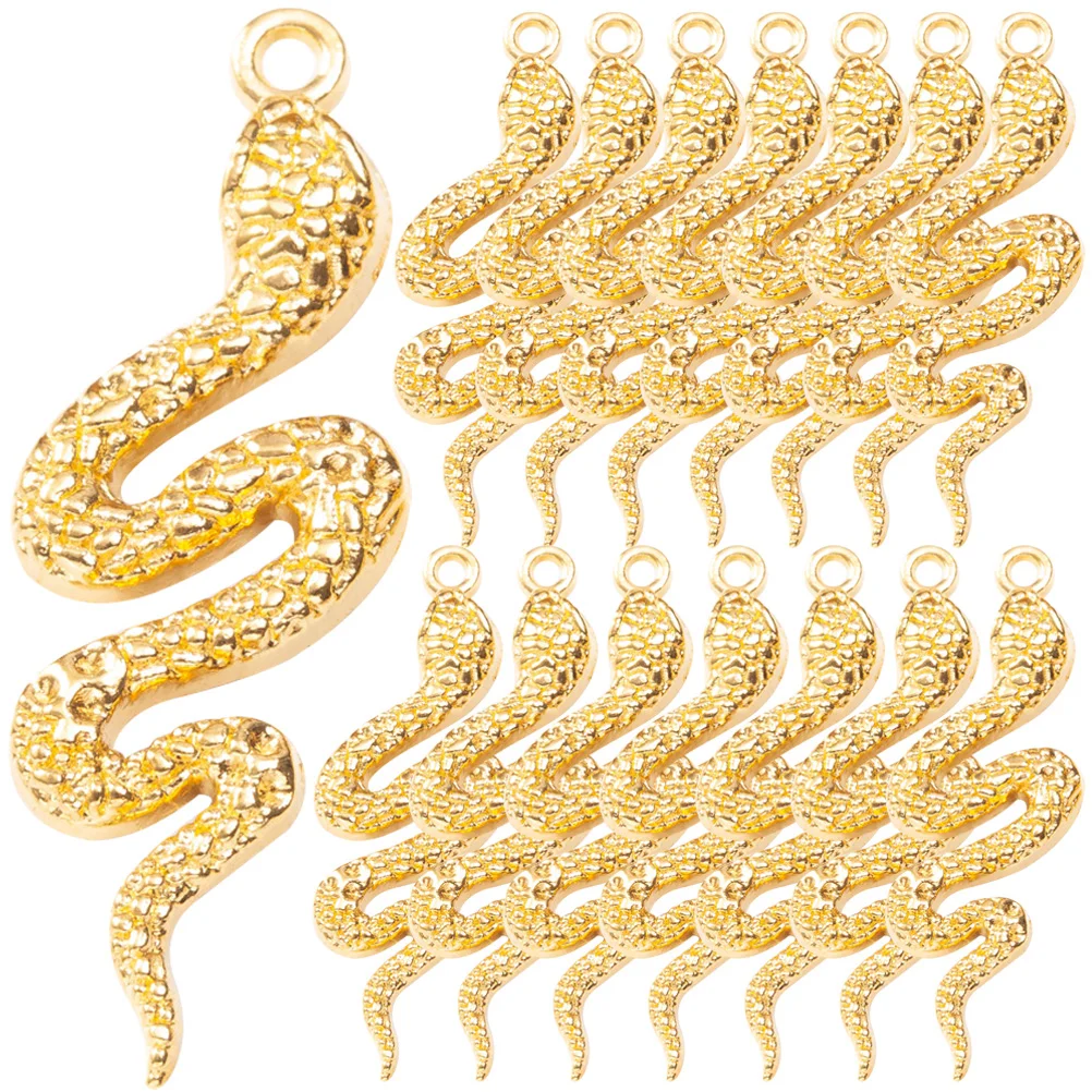 

48 Pcs Alloy Snake Pendant Gold Filled Earrings Jewelry Making Charms Keychain Bracelet for Bulk Bracelets Zodiac