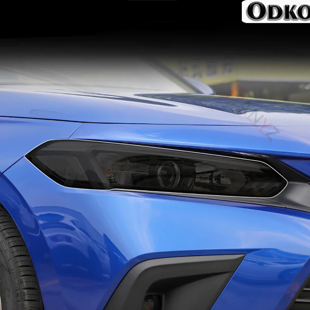

2Pcs Car Headlights Protective Film Front Headlamp Transparent Smoke Black TPU Sticker For Honda Civic 11th Gen 2022 Accessories