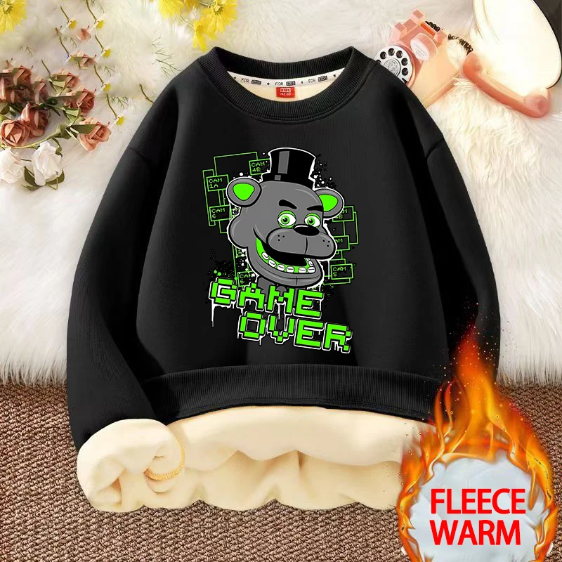 Five Nights At Freddys Kids Sweatshirts Anime FNAF Pullovers with Fleece Hoodies Fashion Boys Girls Children Crew Neck Clothes