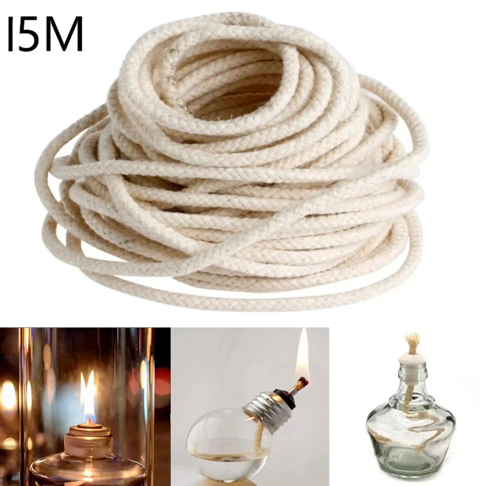 15M Round Cotton Wick Burner For Oil Kerosene Alcohol Lamp Torch Wine Bottle Type1