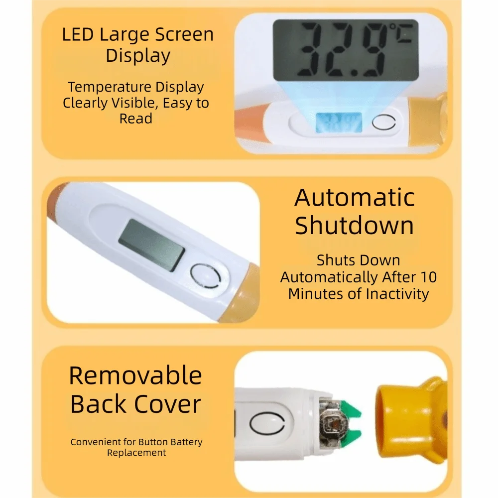 Soft Probe Pet Care Thermometer Fast Read Waterproof Animal Digital Thermometer Bear-shaped LED Display