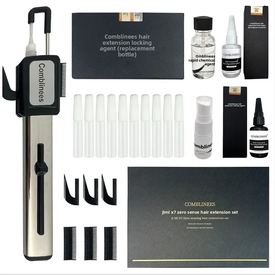 Comblinees Salon Grade Hair Extension Tool Set Fast Curing Agent Comb Line System No Trace Extensions Easy Application Kits Made