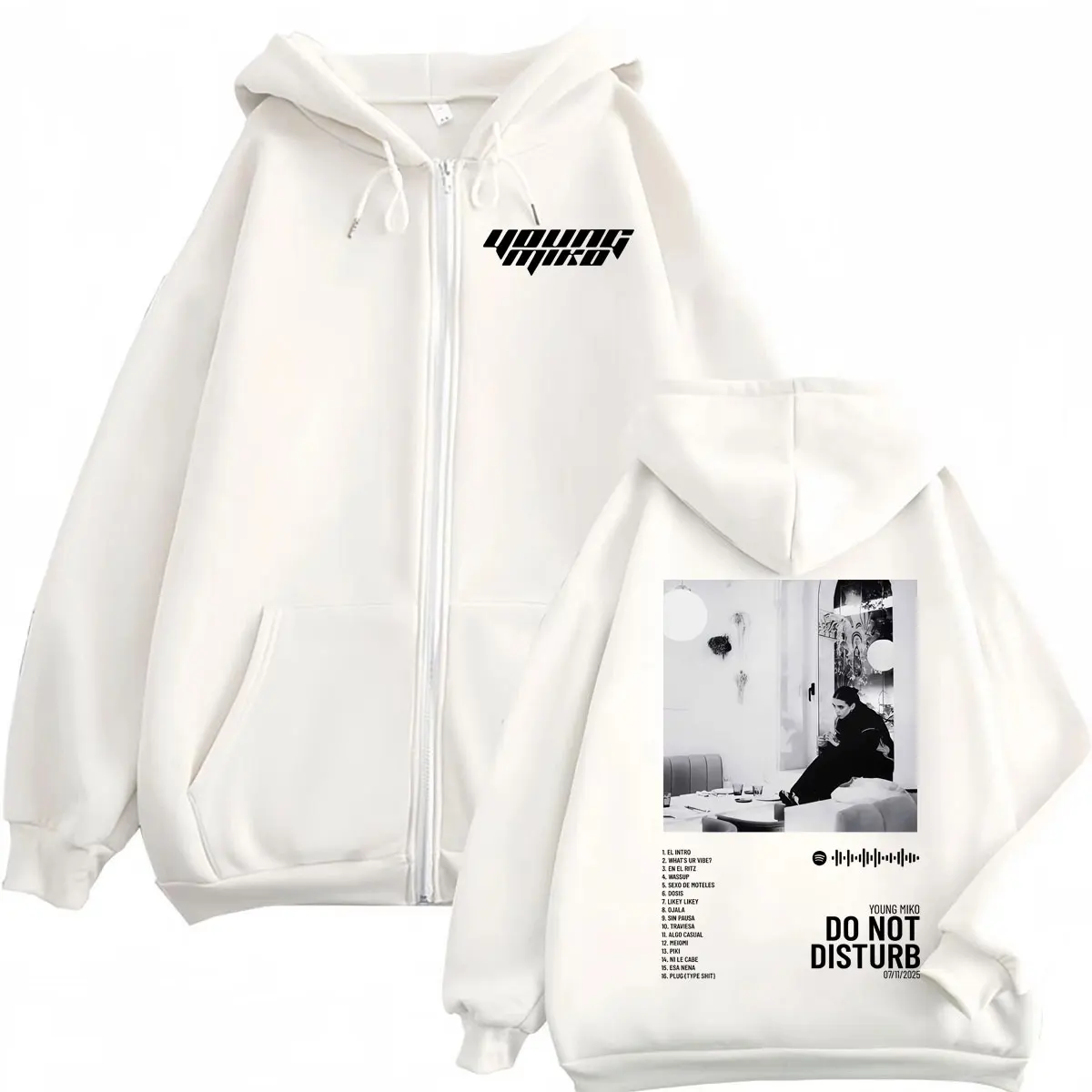 Young Miko Do Not Disturb Album Poster Grafik Zipper Hoodie Hip Hop Vintage Zip Up Pullover Männer Frauen Casual Lose Sweatshirts