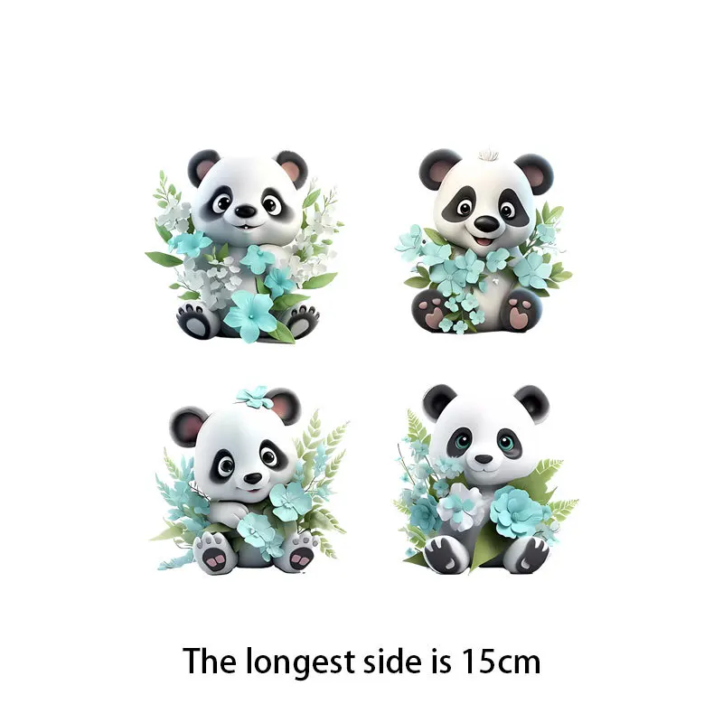 Children\'s clothing stickers cartoon animal Elephant Panda Elf iron heat transfer printing vinyl stickers T-shirt stickers DIY