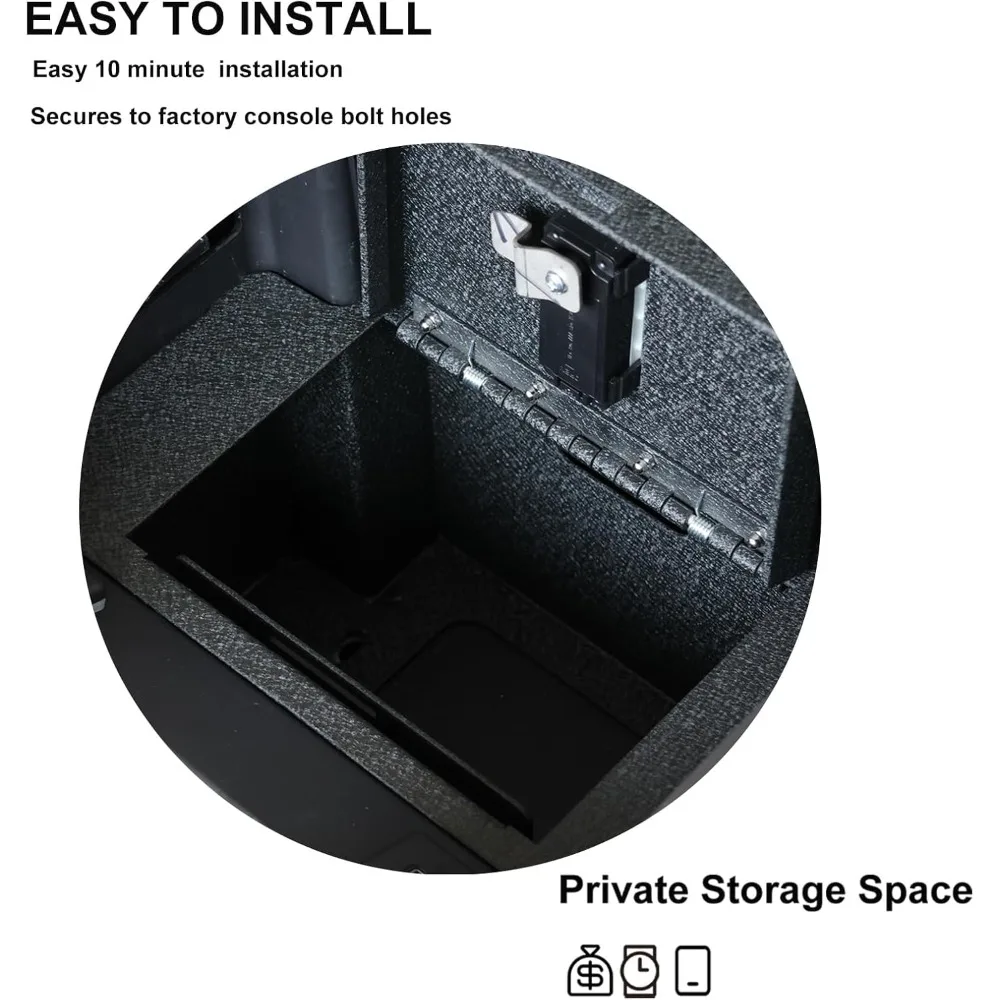 Caja fuerte para consola central, caja fuerte para pistola de consola compatible con Ford Escape 2020-2025, para Ford Bronco Sport 2021-2024. 4 Digi