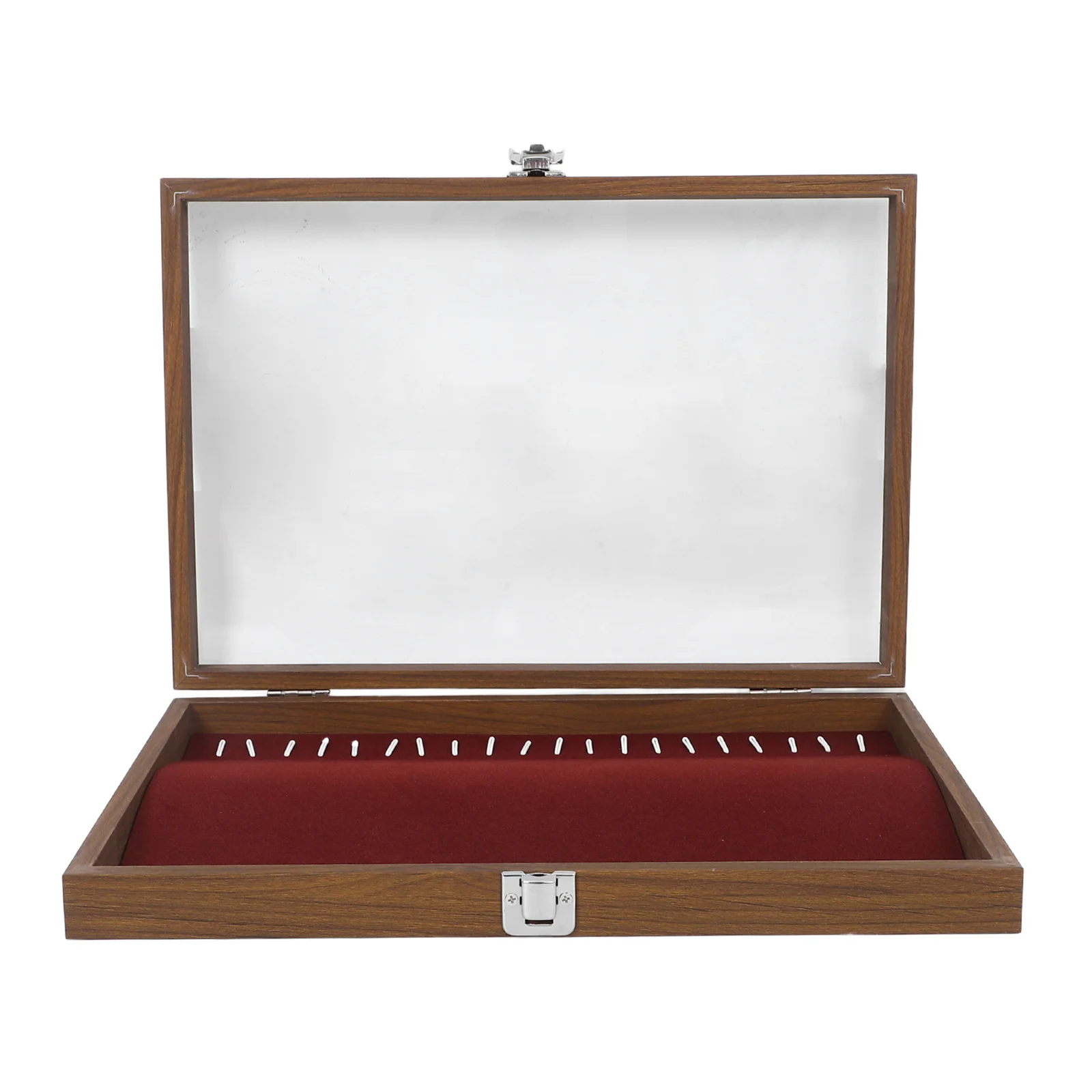 Wood Necklace Box Clear Window Jewelry Organizer Earrings Case Lint Liner Portable Travel Storage Wood Necklace Box