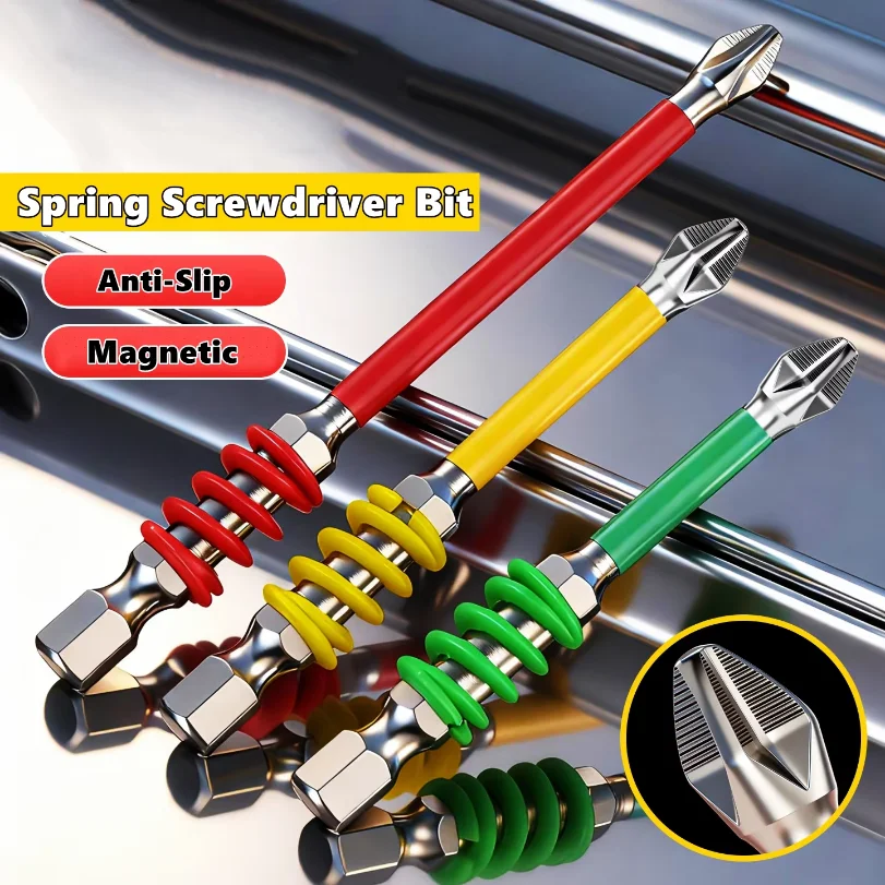 

Spring Screwdriver Bits Magnetic PH2 Driver Screw Anti-slip 60/90/110mm 1/4'' Hex Shank Drill Head Electric Repair Tool