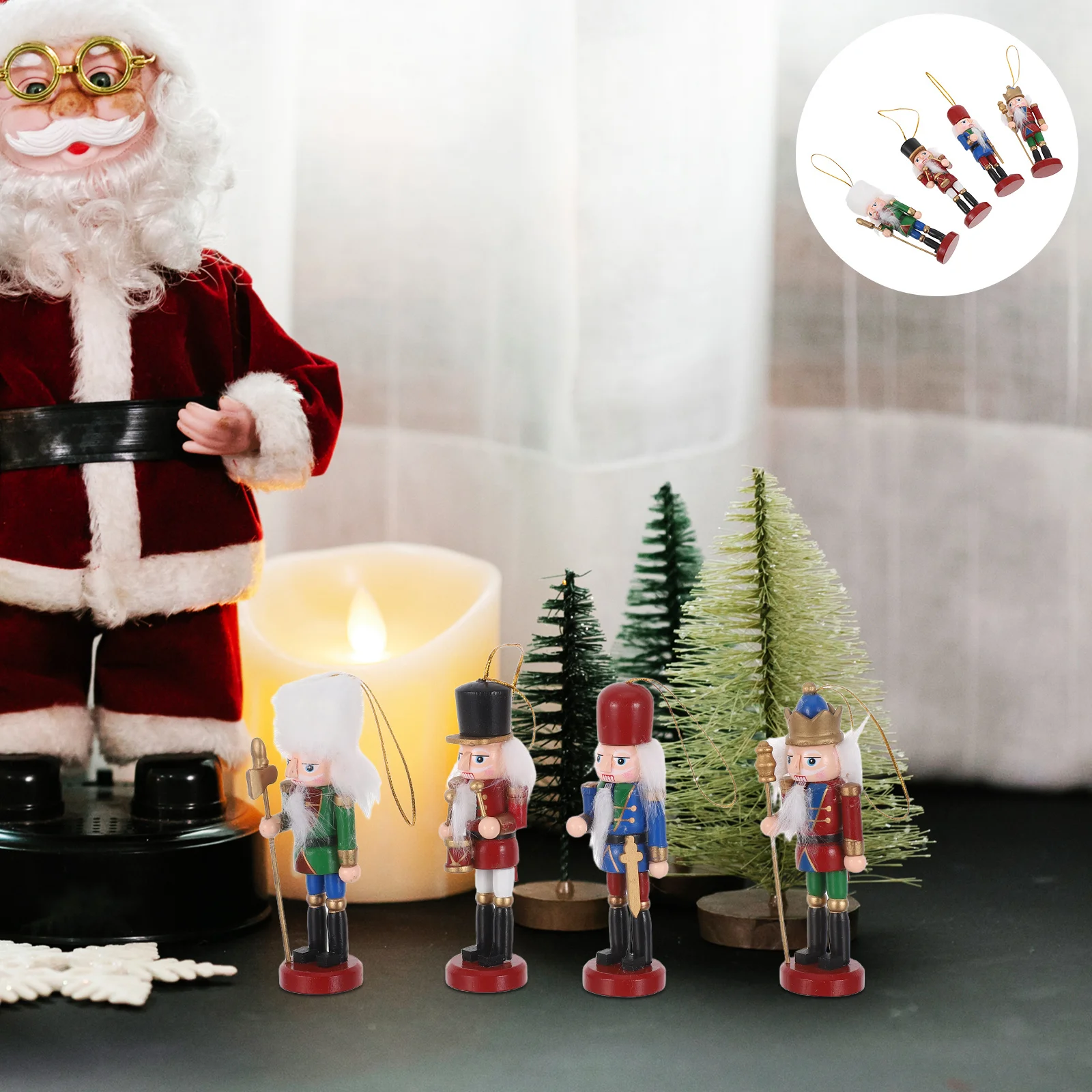 

Wooden Christmas Nutcracker Set Traditional Soldier Statue Figurines for Xmas Holiday Decorative Display Shelf Ornaments