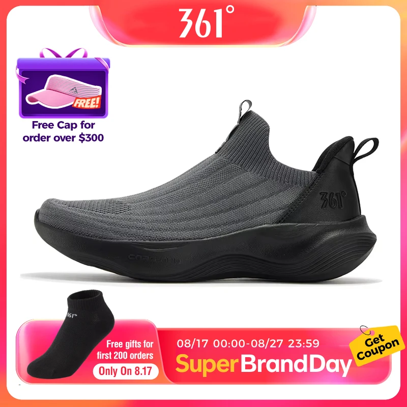 361 Degrees Lightweight Slip-On Men Running Shoes Breathable Mesh Upper Cushion Comfort Soft Soled Male Sneakers 672542215F