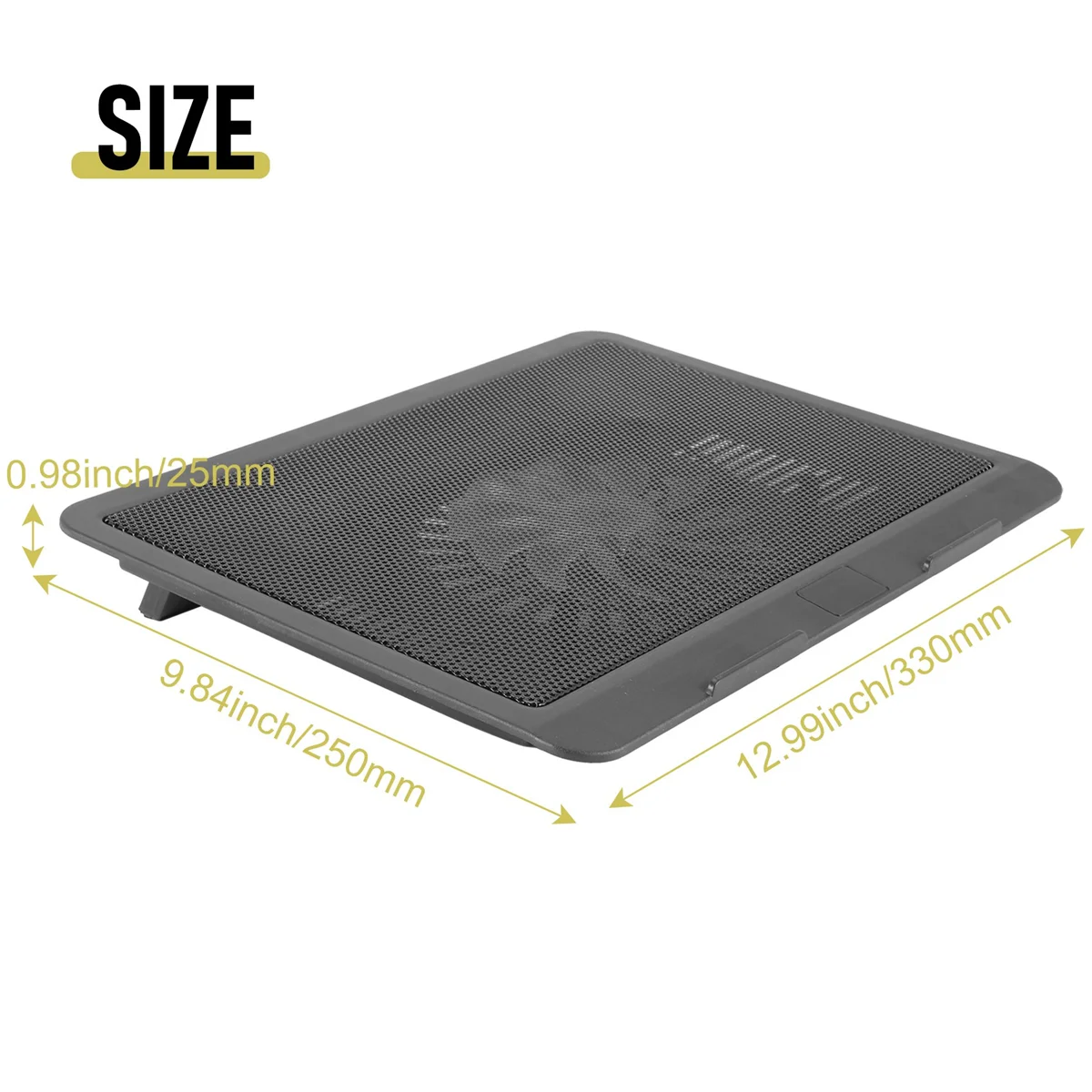 

A12R Laptop Fan Cooling Pad with Big Fans, Portable Laptop Cooling Fan with 2 in 1 USB Port, Blue LED Light, Adjustable Stand