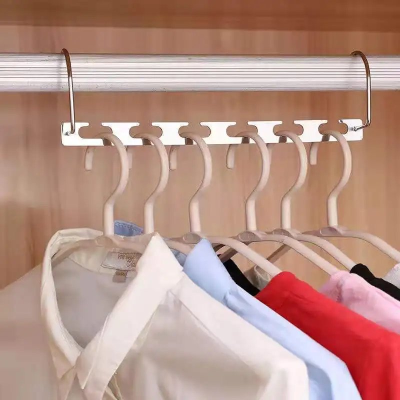 3pcs Multifunctional Space Saving Metal Hangers With Magic Hook 6 Hole Clothing Wardrobe Organize Hanger Holder
