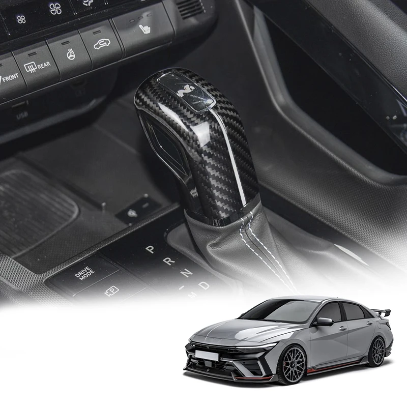 Car Gear Head Cover Sticker Real Carbon Fiber Decoration Decals For Hyundai Elantra N CN7 I30N kONA N Line 2021-2024 Accessories