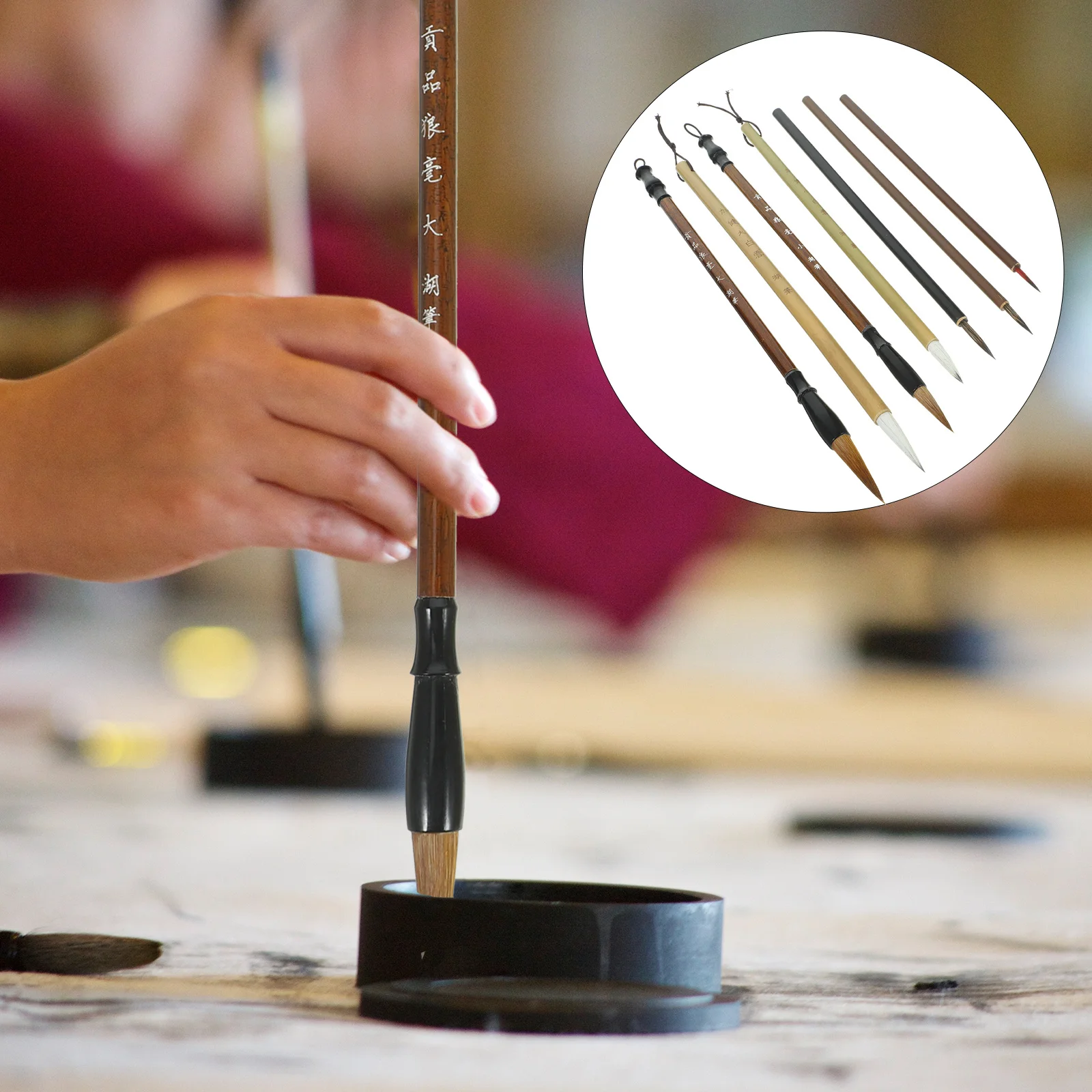 

7Pcs Traditional Calligraphy Brush Set Chinese Ink Brush Pen Fine Tip for Painting Writing Art Sumi Traditional Calligraphy