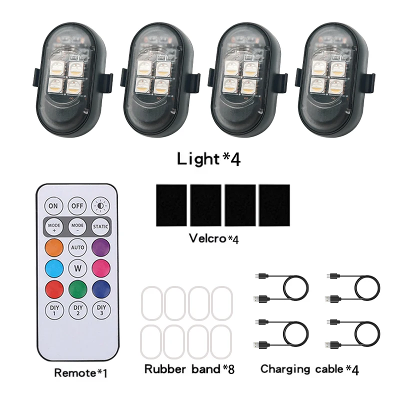 RGB Led Auto Strobe Lights Motorcycle LED Flash Positie Draadloos Licht Vliegtuigen Vliegtuig Helikopter Waarschuwingslichten Accessoires