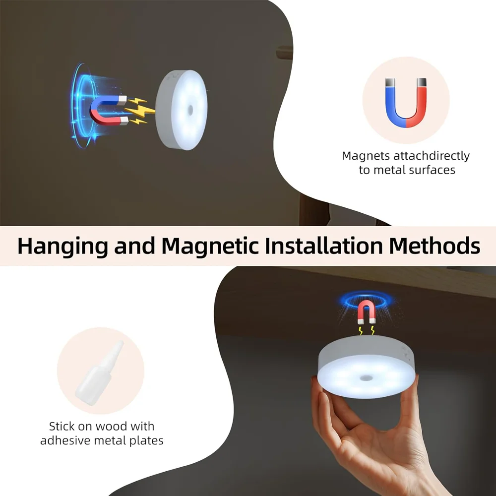 USB Rechargeable Magnetic RGB Night Lamp RGB White Led Night Light with Remote Control Dimmable Lamp Spotlight Fr Display Closet