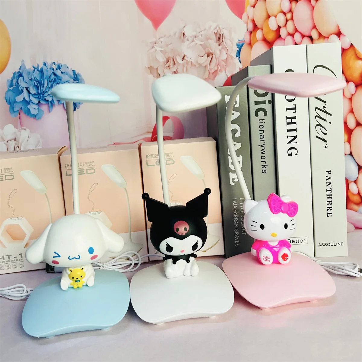 Sanrio Hellokitty Usb Night Light My Melody Kawaii Cartoon Bedroom Table Lamp Learning Eye Protection Lamp Ornament Cute Gift