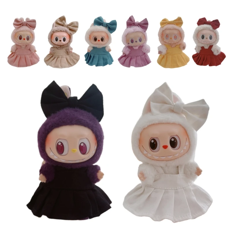 

For 15/17cm Doll Clothes Accessories Labubu Dress Suspender Dress Bow Set Fashion Accessories Children's Toys Birthday Gift