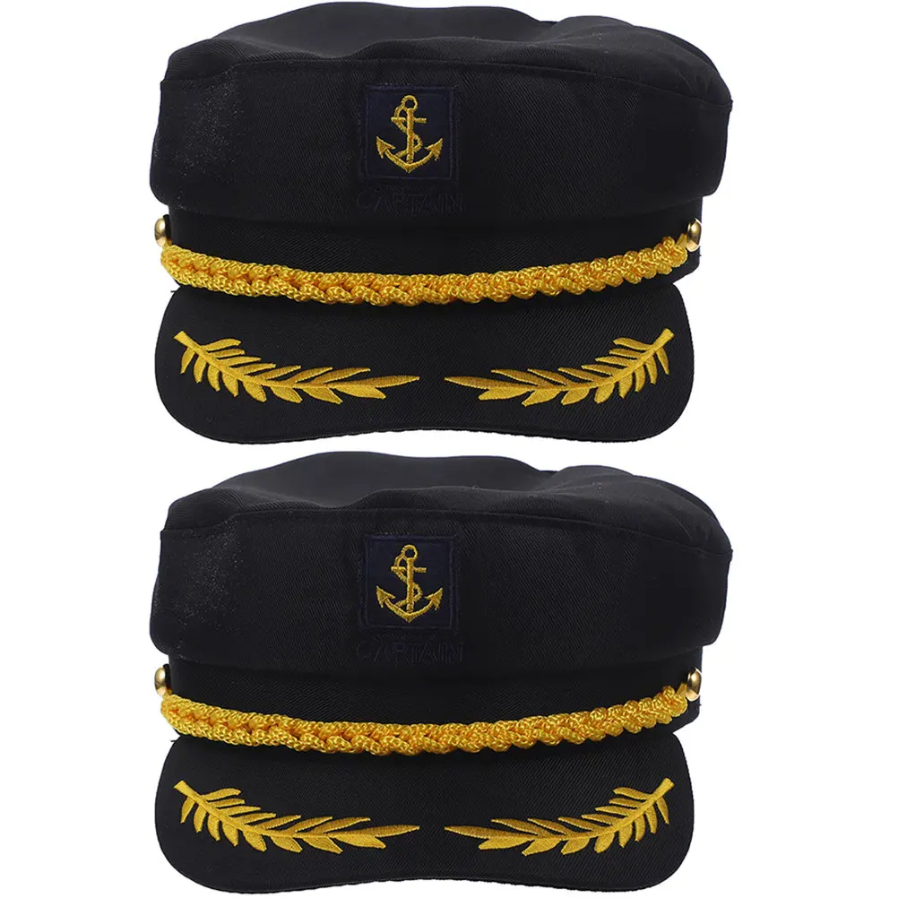 2 Pcs Nautical Costume Hat Captain Navy Sailor Marine Party for Women Adults Hats