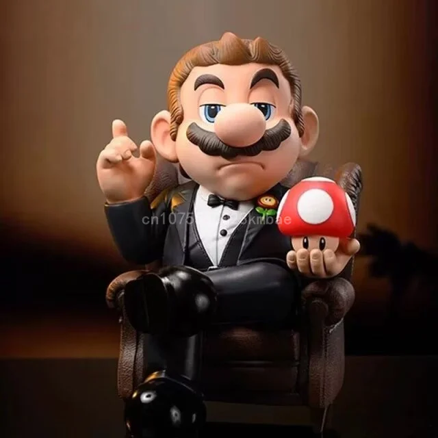 Super Mario Bros Figure The Godfather Action Figure Mario Puzo Figure Toys Collection Model 15.5cm Pvc Mushroom Birthday Gifts