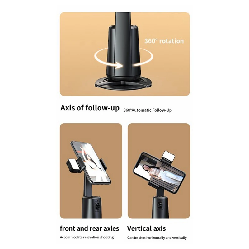 Mobile Head Intelligent Ai Face Recognition Tracking 360° Live Streaming Follower Panoramic Single Side With Fill Light